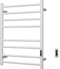 Heated Towel Racks for Bathroom, Wall Mounted Electric Towel Warmer Racks with Timer & Temperature Control, Stainless Steel Towel Heater for Bathroom (Round-White, 8 Bars)