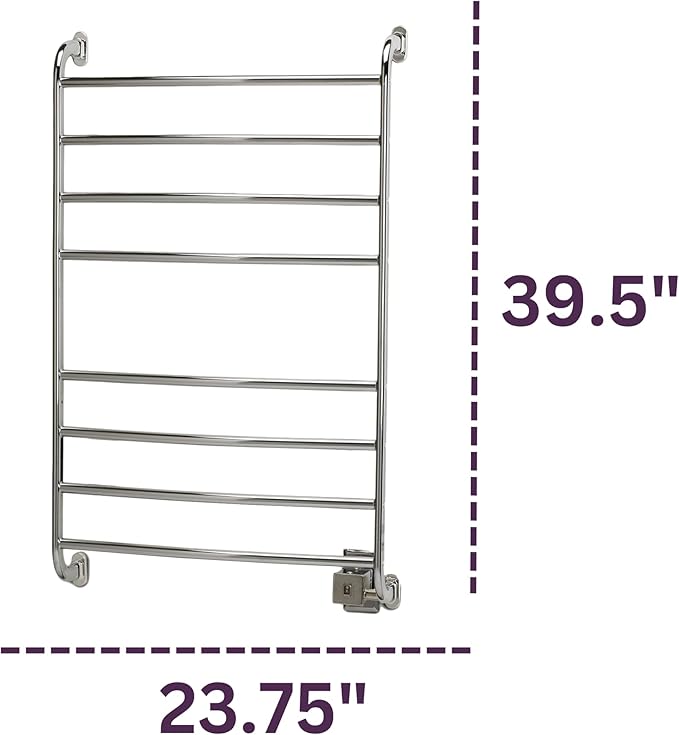Warmrails Kensington Towel Warmer - Wall Mounted Towel Warmer Rack for Drying Towels and Garments - 39.5-Inch Chrome Finish Frame - Model HSKC