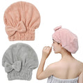 M-bestl Microfiber Hair Towel, Hair Towel Cap,Absorbent Hair Turban Towel,Hair Drying Towel to Dry Curly or Straight Short Hair Quickly(Pink&Gray)