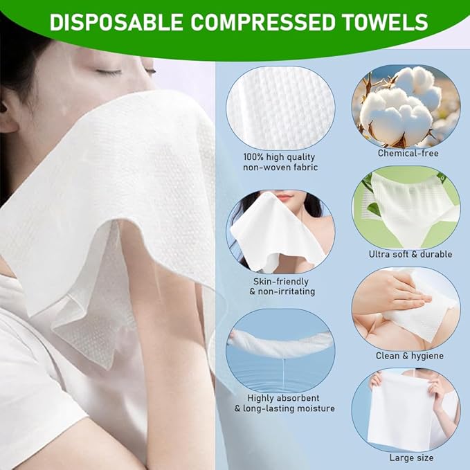 Towel Refills for Hot Face Towel Heater Machine, 60 Pcs Disposable Compressed Face Towels for Smart Towel Warmer, 3 Buckets, 20 Pcs Per Bucket
