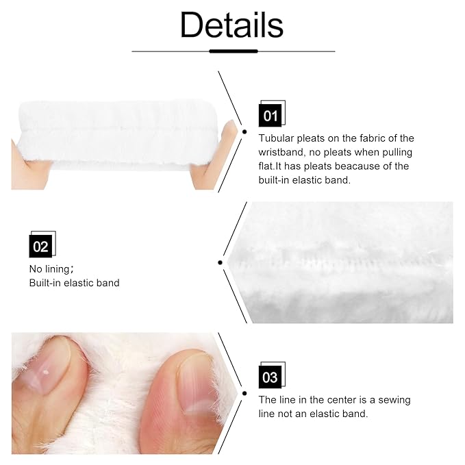 WHAVEL 6PCS Spa Headband and Wristbands Set, Face Wash Headband Wrist Bands for Washing Face Makeup Skincare Hair Band Skin Care Accessories Tools