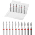 10pcs Diamond Flame Cuticle Drill Bits Set, Professional Cuticle Nail Drill Bits for Dead Skin 3/32'' Nails Dry Manicure Pedicure Shape Remove Nail Salon Tools(Fine-F)