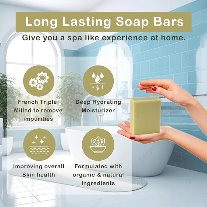 Simple Scents Australia French Pear Scented Natural Soap Bars (5 Bars), 3.5oz Moisturizing French Triple Milled Soap Bars Enriched with Shea Butter - Pure Plant Oil Bath & Body