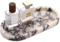 Natural Marble Tray Oval, Bathroom Vanity Tray for Countertop, Elegant Stone Decorative Organizer for Perfume, Jewelry, Home Decor (1, Calacatta Viola, 10 x 5 x 0.6)