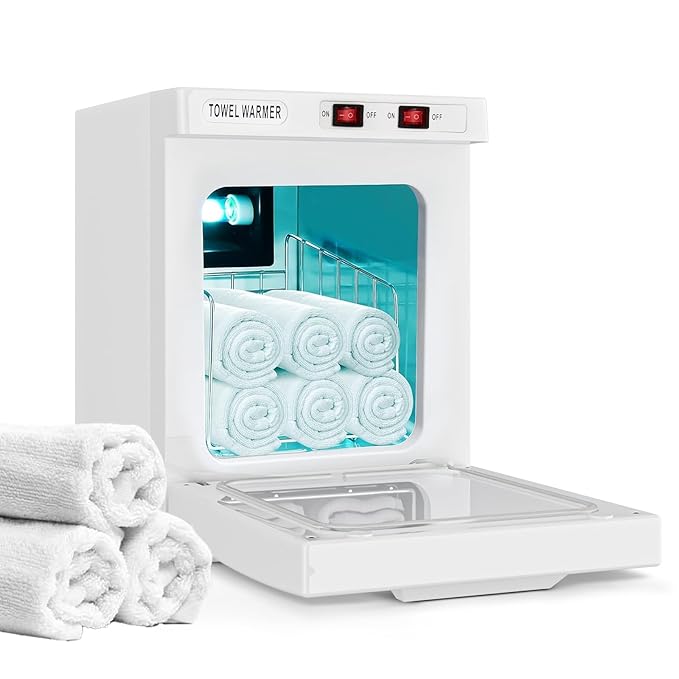 Hot Towel Cabinet 5L, Hot Towel Warmer Cabinet with LED Temperature Display, Extra Large Capacity Heater for Spa, Massage, Salon, Home Use (White 5L)