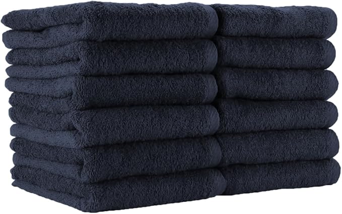 Arkwright Bleach Resistant Salon Towels 12 Pack - 100% Cotton Hair Towels, Soft, Absorbent, Quick Dry Spa & Barber Towels for Hair Stylist, Nail Salon & Esthetician, 16 x 27, Navy