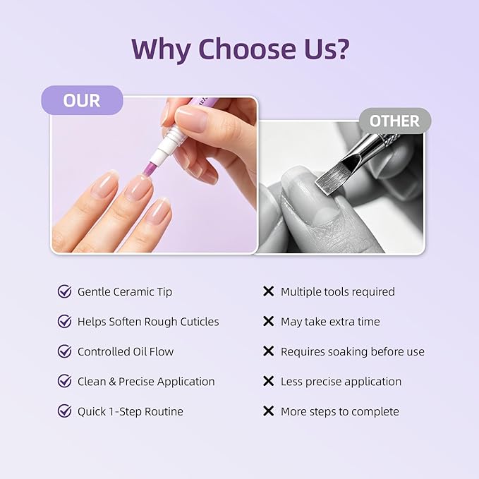 2-in-1 Cuticle Oil Pusher Pen, 2026 New Ceramic Cuticle Pusher & Oil Pen, Nail Care Tool for Dry Damaged Nails & Hangnails, Moisturizing Cuticle Remover Pen for Nail Strengthen and Shine (1pcs)