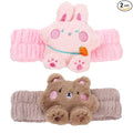 PERFECTSIGHT Kawaii Spa Headband Set, 2 Pack Cute Soft Coral Fleece Makeup and Skincare Headbands for Women and Girls' Face Washing and Facial Care