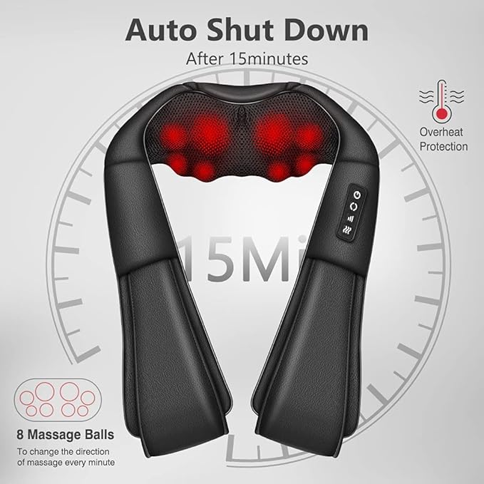 iKristin Neck Massager with Heat, Shiatsu Massager for Neck, Back, Shoulder, Foot and Leg, Deep Tissue 3D Kneading Massage for Relax Muscles at Home and Offie,Back Massagers for Women and Men