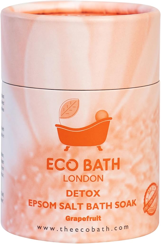 Eco Bath London Detox Epsom Salt Bath Soak - Tube 8.8 oz (250 g), Made in UK, Magnesium Bath Salt Infused with Grapefruit Essential Oil