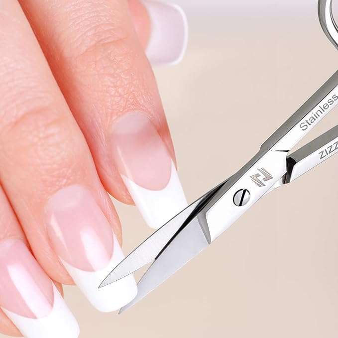 Nail Scissors Curved Micro Serrated Stainless Steel Eyebrow Scissors for Eyelash, Mustache, Beard, Nose Hair – Pedicure, Manicure Scissors for Men and Women