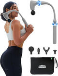 2-in-1 Detachable Massage Gun with Extension Handle, Back Massager for Pain Relief Deep Tissue, Handheld Muscle Massager for Neck Arm Shoulder Lower Back Thigh Waist,Gifts for Women Men,Grey