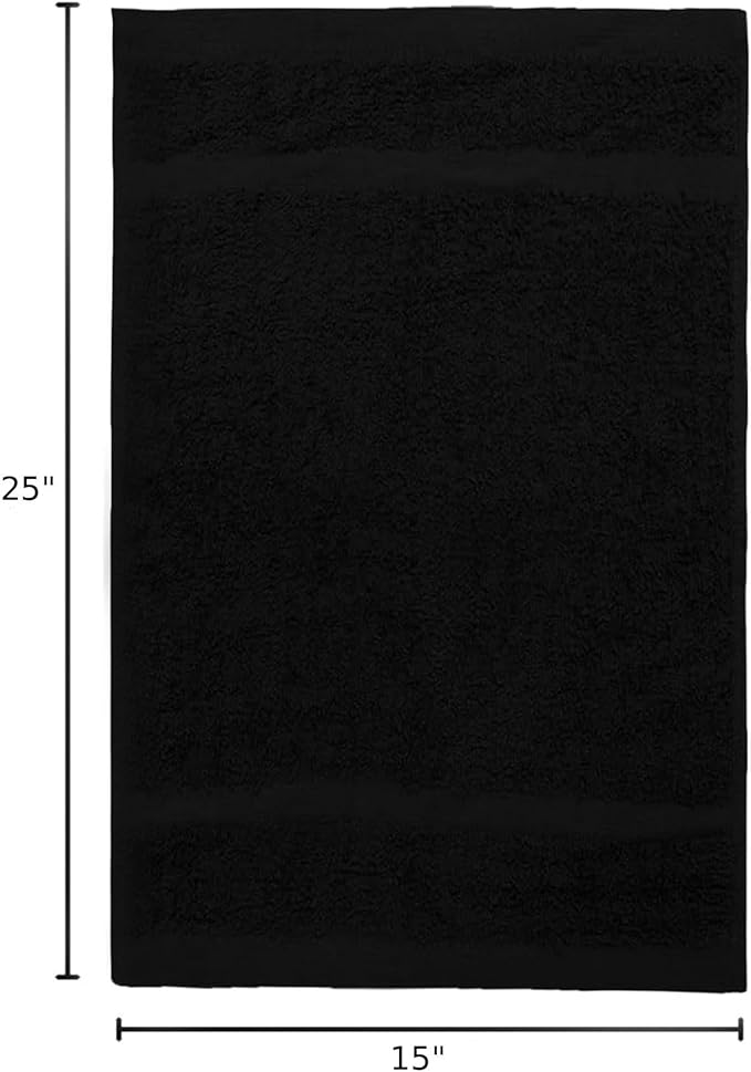 HOME ESSENTIALS Salon Towels (15 x 25 inches) 24 Pack, Black Hand Towels for Bathroom, Quick Dry Gym Towels, Spa Face Towel, Absorbent Cotton Towels for Barber, Gym, Bath, Pedicure and Home Hair Care