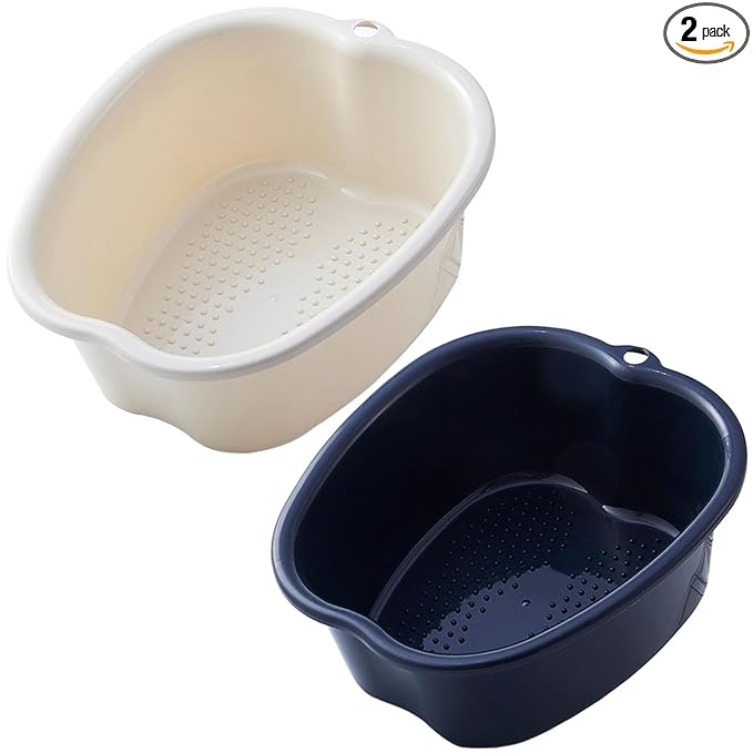 AXLOFO® Foot Soaking Tub Large Size Foot Basin, Feet Soaking Tub with Massage Acupoint, Pedicure Feet Soak Basin Plastic Bucket for Women and Men (2pcs-black-white)