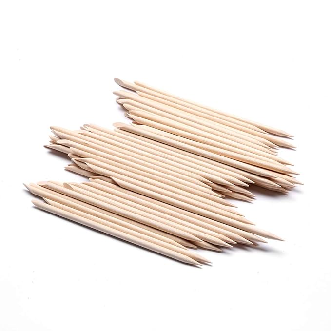 100 Pcs Orange Wood Nail Sticks Double Sided Multi Functional Cuticle Pusher Manicure Pedicure Tool for Manicure Pedicure