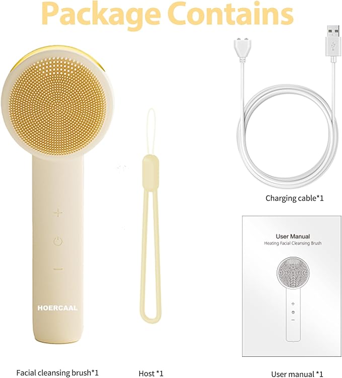 Facial Cleansing Brush Electric – Rechargeable Silicone Face Scrubber, Waterproof Vibrating Cleaner with 5 Adjustable Intensities for Deep Cleansing and Exfoliation (White)