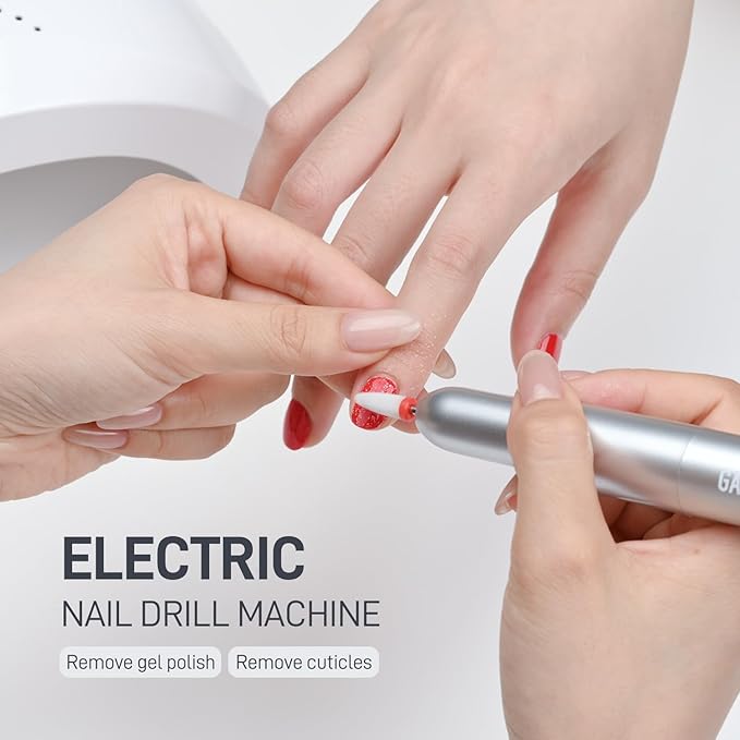GAOY Electric Nail Drill for Acrylic and Gel, USB Electric Nail File, Portable Efile with Drill Bits, Manicure Pedicure Tools for Home Salon, Sliver