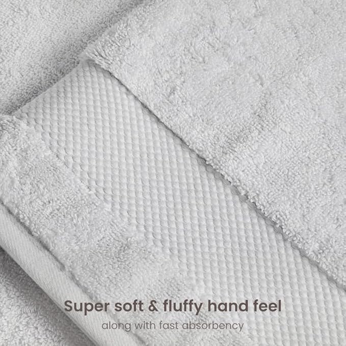 BIOWEAVES 100% Organic Cotton 700 GSM Luxury Wash Cloths GOTS Certified 13" x 13" Face Towel - Silver, Pack of 12