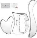 3-in-1 Stainless Steel Gua Sha Massage Tool Set, Muscle Scraper & IASTM Tools for Soft Tissue Mobilization, Myofascial Release, Body Skin Massage, Physical Therapy Sore Muscle Relief with Travel Pouch