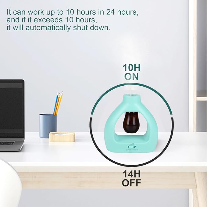 HAPPTWS Waterless Essentil Oil Diffuser Set - Cordless Diffuser 3 Timer Settings Battery Operated for Bedroom Yoga Studio Bathroom Pet Room-Blue
