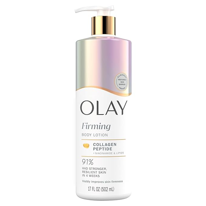 Olay Body Lotion for Women, Firming with Collagen Peptides Serum, Visibly Firmer Skin, 24hr Moisture & Hydration, Fast Absorbing Formula, Vitamin B3 Complex, For All Skin Types, 17 fl oz (Pack of 6)