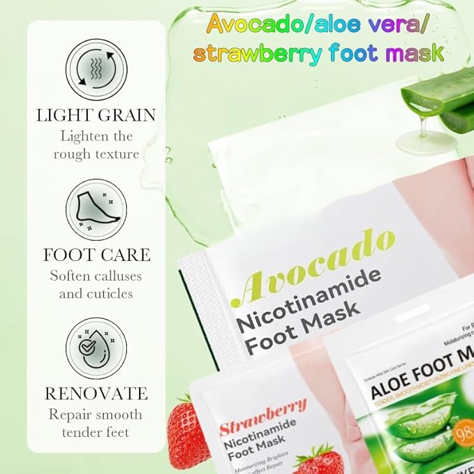 12PC Natural At-Home Spa Skincare Kit | Strawberry Aloe Vera Avocado Face Hand Foot Lip Mask Set | Hydrating Nourishing for Dry/Dehydrated Skin | Gentle Daily Care & Holiday Gift Favors for Women