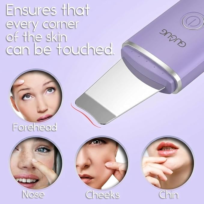 GUGUG Skin Scrubber Face Spatula, 4 Modes Skin Spatula Blackhead Remover Pore Cleaner-Purple
