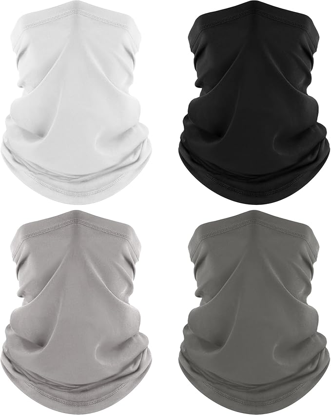ROXUN 4 Pack Neck Gaiter, Cooling Breathable Face Mask UV Protection Scarf Hiking Bandana for Men/Women