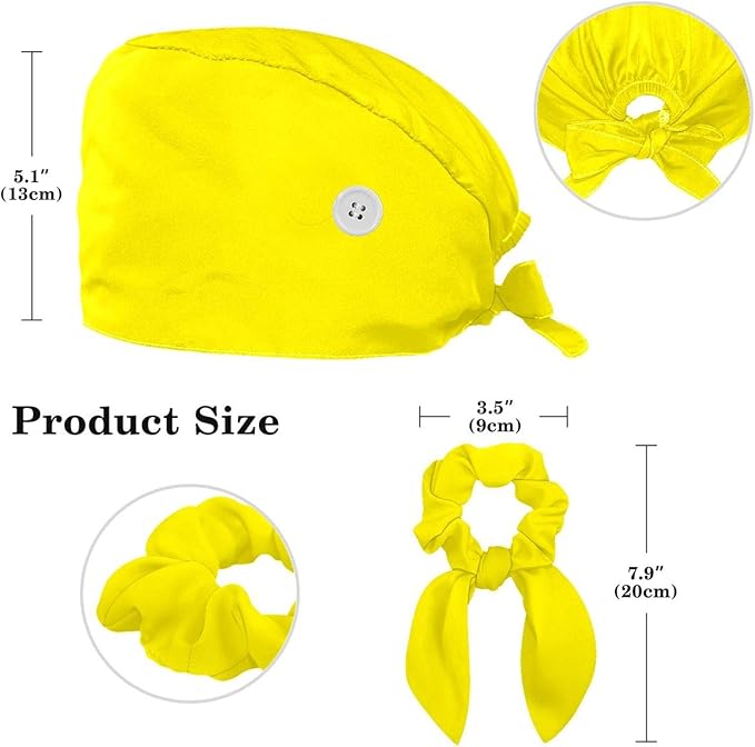 Scrub Cap with Hair Scrunchy, Ponytail Holder Surgical Cap