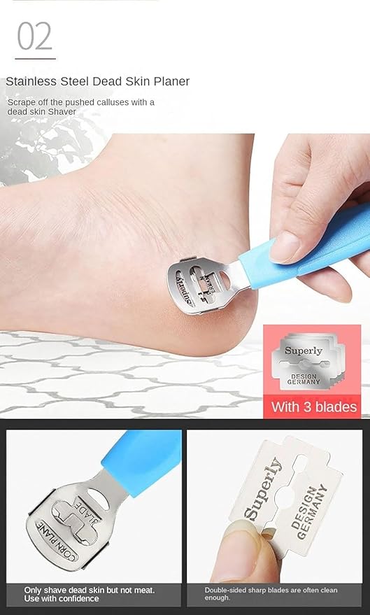 Professional Callus Remover & Foot File Set–Metal Surface Scraper for Dead Skin, Cracked Heels, and Hard Skin. Complete Pedicure Kit for Wet or Dry Feet, Essential Grooming Tool for Smooth Feet Black