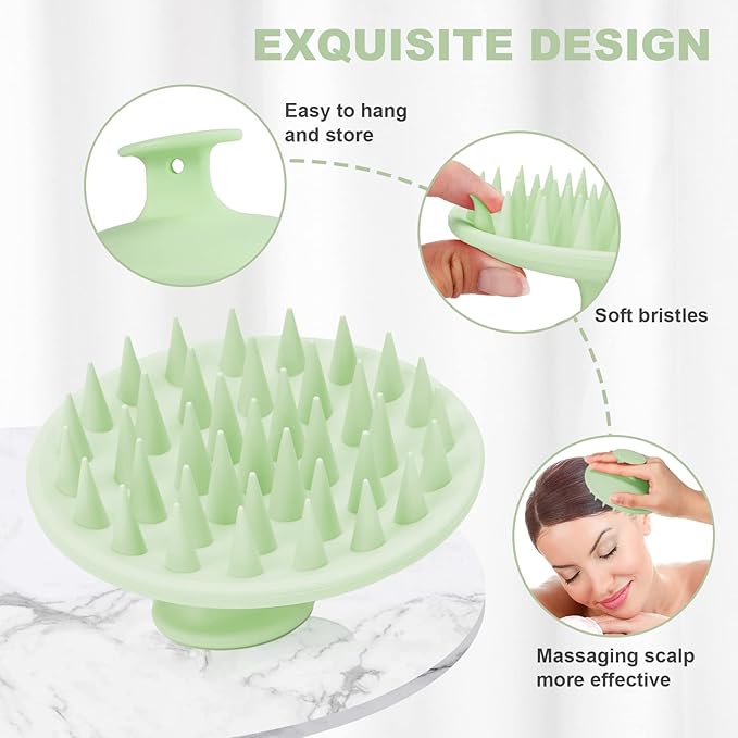 Meartchy Silicone Scalp Massager Shampoo Brush, Scalp Scrubber for Hair Growth (Grass Green)