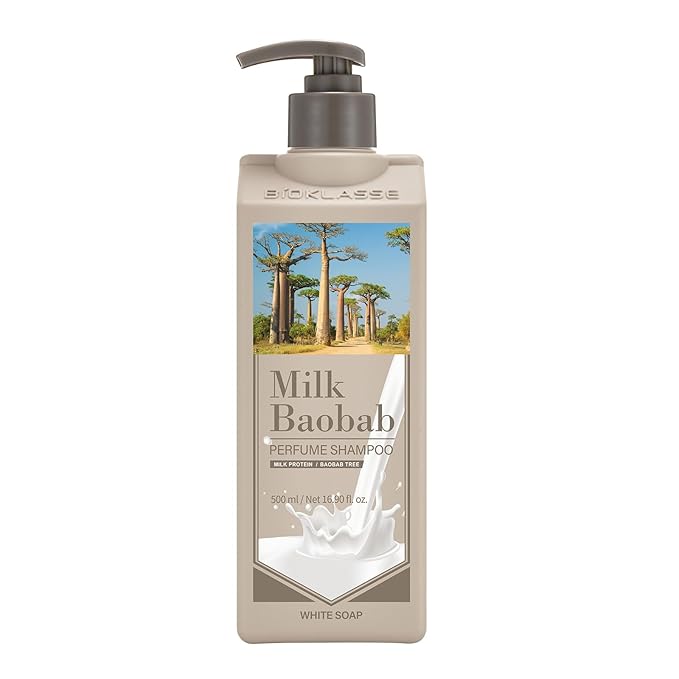 Milk Baobab Hydrating Shampoo, Nourishing Korean Hair Care, Long-Lasting White Soap Fragrance, Hydrolyzed Keratin, Paraben-Free, 16.9 fl oz