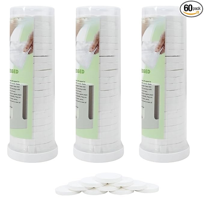 Replacement Towels for Hot Face Towel Warmer - 60 Count White Compressed Spa Towels (3 Rolls of 20), Compatible Refills for Facial Care & Professional Salon Use
