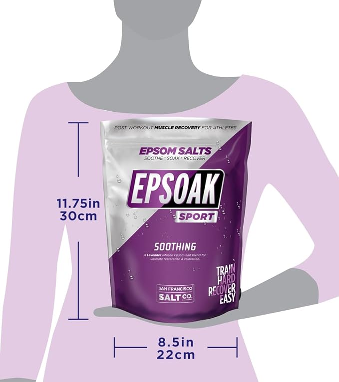 Epsoak Sport Epsom Salt 5 lb. USP Magnesium Sulfate with Lavender Scent Resealable Epsom Salt Bag, Made in The USA, Cruelty-Free Certified