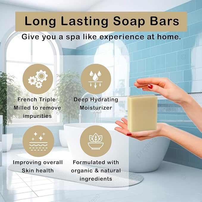 Simple Scents Australia Coconut Vanilla Scented Natural Soap Bars (5 Bars), 3.5oz Moisturizing French Triple Milled Soap Bars Enriched with Shea Butter - Pure Plant Oil Bath & Body