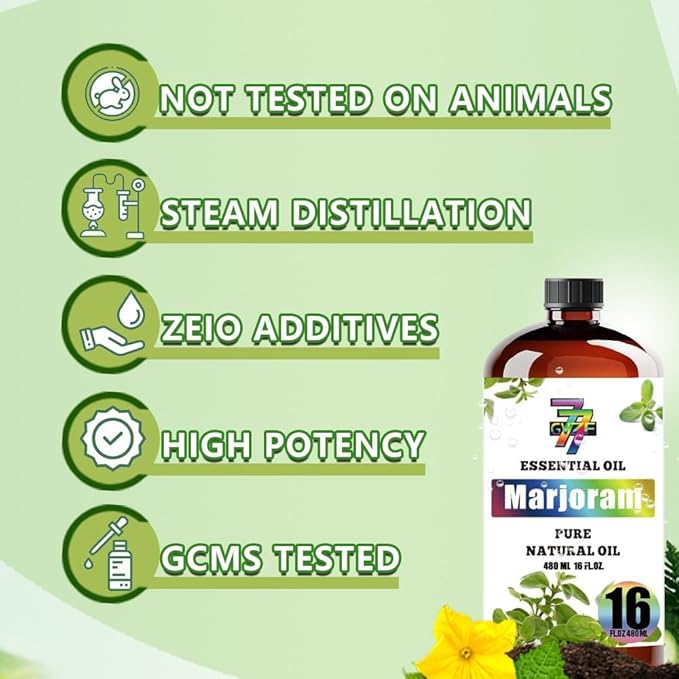 Marjoram Essential Oil - GV77ZF Marjoram Oils for Diffusers, Humidifiers, DIY Candles, Soap, Cleaning, Home, Office, Yoga, Massage, Gifts - 16 fl oz (480 ml)