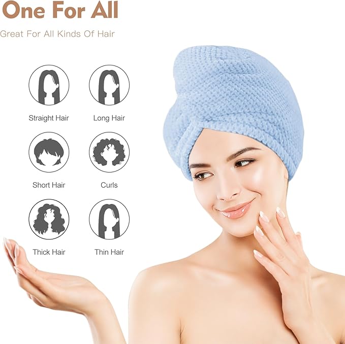 OEAGO Microfiber Hair Towel for Women: Gifts for Teen Girls Kids Girlfriends Wife Stocking Stuffers for Women Drying Wrap Towels for Curly Hair Head Accessories 3 Pacs Anti Frizz