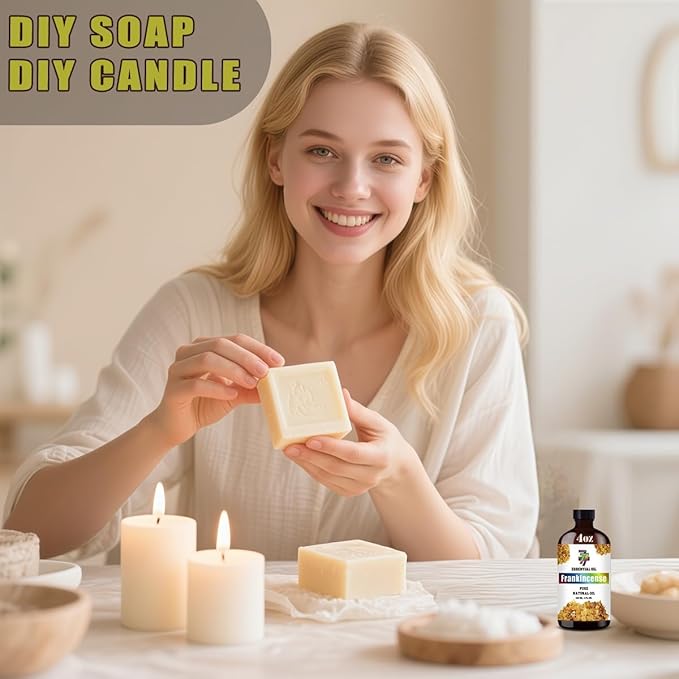 Frankincense Essential Oil - GV77ZF Frankincense Oils for Diffusers, Humidifiers, DIY Candles, Soap, Cleaning, Home, Office, Yoga, Massage, Gifts - 4 fl oz (120 ml)
