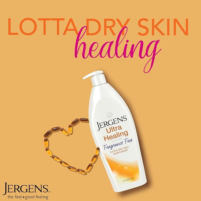Jergens Ultra Healing Dry Skin Lotion, Hand and Body Moisturizer for Quick Absorption into Extra Dry Skin with Hydralucence Blend, Vitamins C, E and B5, White, 21 oz (Pack of 2)