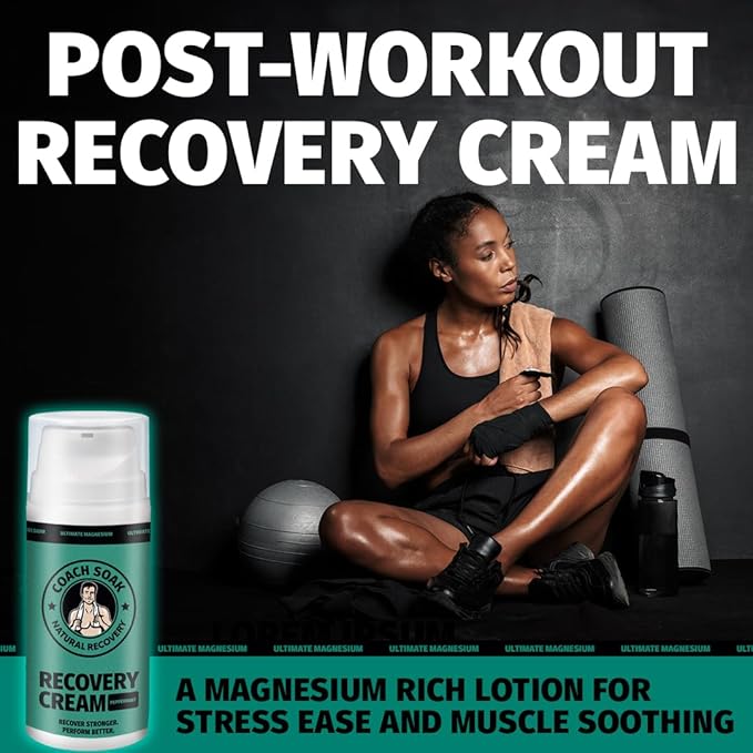 Coach Soak Magnesium Lotion with MSM - Magnesium Chloride & Menthol - Non-Greasy Alternative to Epsom Salt Lotion and Cream - Apply Before Sleep for Feet, Leg Cramps & Body - Cooling Menthol 3.4oz