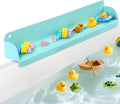 AGPTEK 24 Inch Bathtub Splash Guard with 10 Suction Cups, Silicone Tub Water Splash Guard for Bathtub, Bath Toy Tray Holder Play Shelf for Kids, Universal for Bathroom, Kitchen Sink (Green)