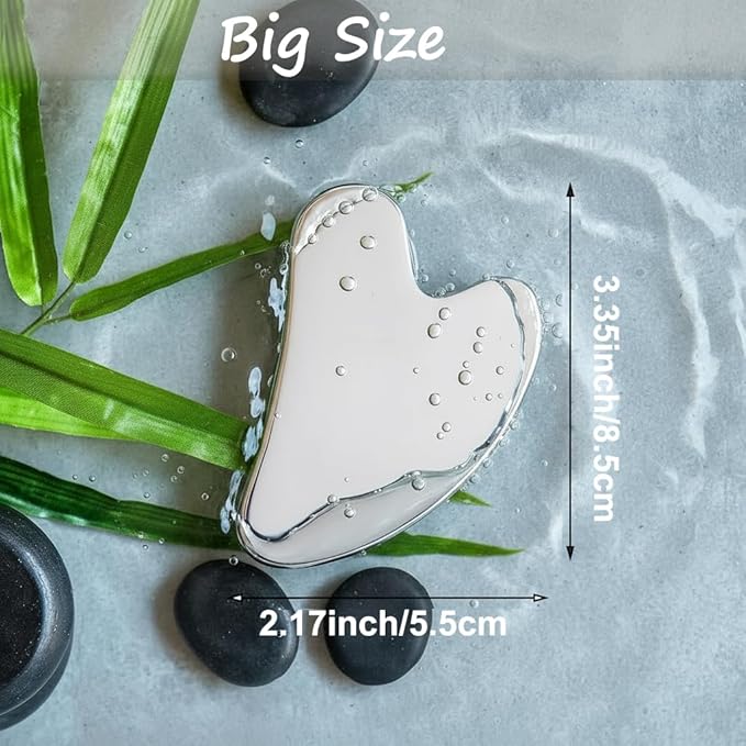 Gua Sha Facial Tools Capable of Facial Sculpting Big Size,304L Stainless Steel Metal Gua Sha Lymphatic Drainage Massager for Daily Skin Care Beauty Routine