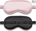 Amrules Sleep Mask Set of 2, Adjustable Silk Eye Mask for Sleeping, Soft Sleeping Eye Shade Cover for Women, Good for Blocking Light, Reducing Puffiness, Enhancing Sleep Quality (Blush Pink & Black)