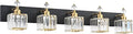PRESDE Crystal 5 Light Bathroom Vanity Lights Modern Black and Gold Bathroom Lights Fixtures Over Mirror Modern Bath Wall Lighting