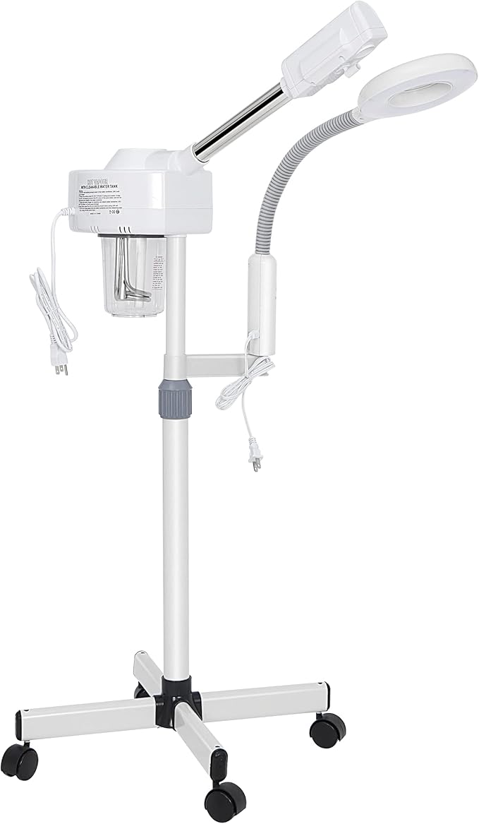 2 in 1 Facial Steamer 5X Magnifying Lamp - Hot Ozone Spa Machine, Mist Face Salon Beauty Skin Care Equipment