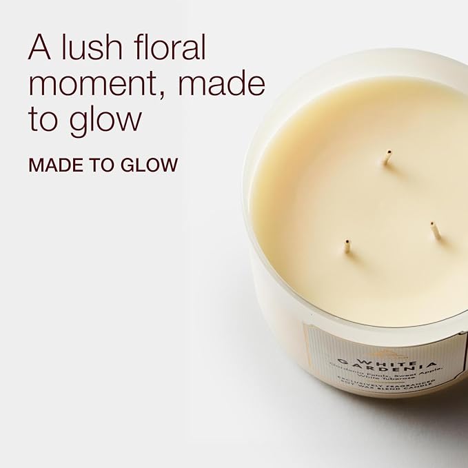 Bath & Body Works White Gardenia 3-Wick Candle - Scented Candle for At-Home Use - Long-Lasting, Room-Filling Fragrance - High Fragrance Oil Concentration - Soy Wax Blend - 2-Pack