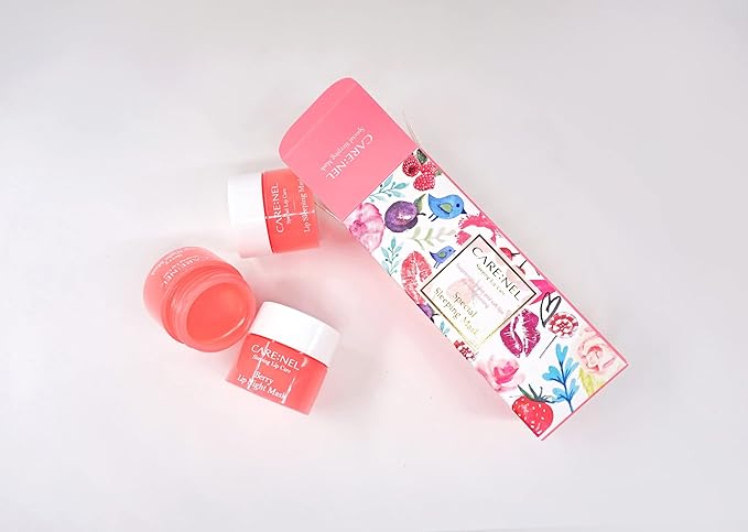CARENEL Lip Sleeping Mask 5g (Berry 3Set) - Moisturizer for Dry Lips - Overnight Treatments Balm, Day and Night Repair Gloss, Scrubs Exfoliator