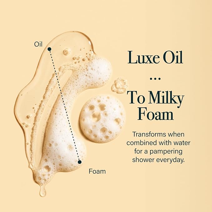 Shower Oil for Women with Sweet Almond and Vanilla, Luxe Oil Body Wash That Softens Skin, Cleansing Oil for Normal to Dry Skin, 8.45 fl oz