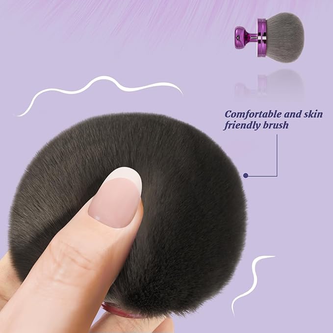 UNIMEIX 3 Inch Sunscreen Brush with Drawstring Bag for Face Kabuki Sunscreen Applicator Self Tanner Brush Body Makeup Coverage Perfector for Liquid Foundation Powder Cream (Violet)