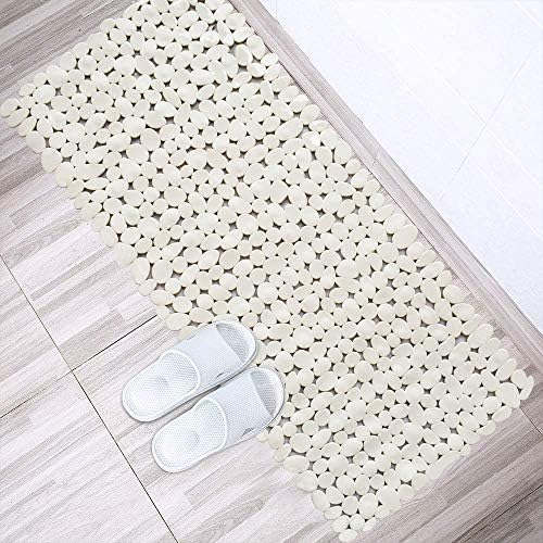 Pebble Shower Mat for Bathtub Non Slip Mat 35"X16" with Suction Cups,Beige - Image 5